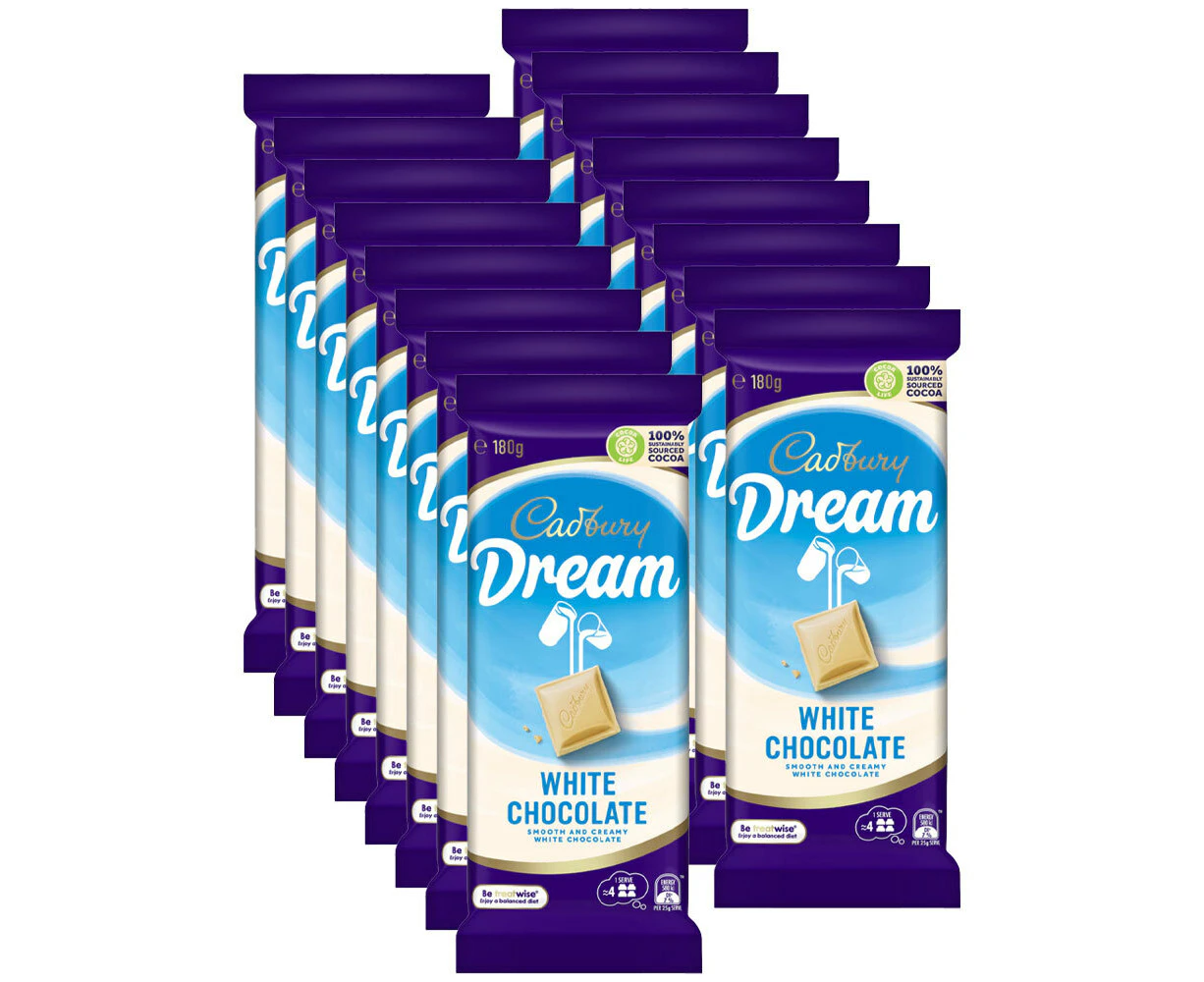 16pc Cadbury Dream 180g Blocks White Chocolate Confectionery Candy Bar