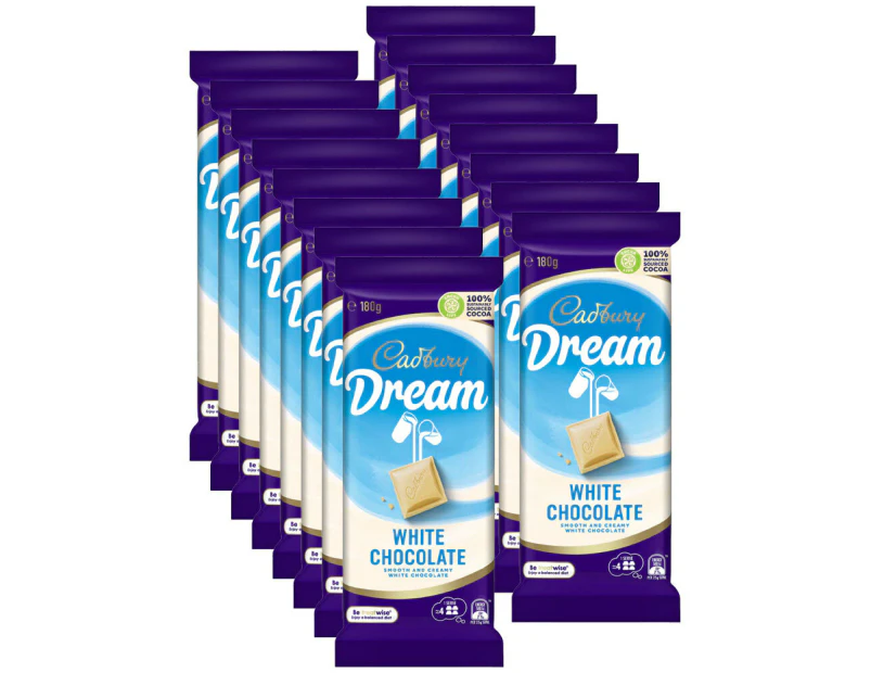 16pc Cadbury Dream 180g Blocks White Chocolate Confectionery Candy Bar