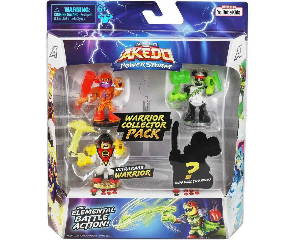 Legends of Akedo: Powerstorm Warrior Collector 4 Pack (The Extinguisher, Shockwhip Chux and Commander Panda)