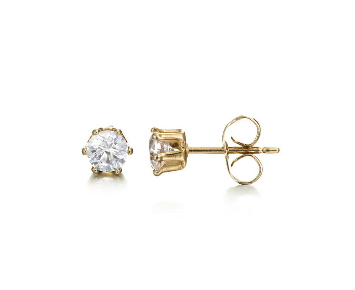 18ct Heavy Yellow Gold Plated Simulated Diamond Stud Earring