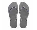 Havaianas Slim Metal Logo Glitter II Thong - Steel Grey