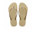 Havaianas Slim Metal Logo Glitter II Thong - Sand Grey