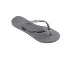 Havaianas Slim Metal Logo Glitter II Thong - Steel Grey