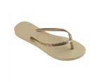 Havaianas Slim Metal Logo Glitter II Thong - Sand Grey