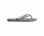 Havaianas Slim Metal Logo Glitter II Thong - Steel Grey