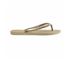 Havaianas Slim Metal Logo Glitter II Thong - Sand Grey