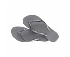 Havaianas Slim Metal Logo Glitter II Thong - Steel Grey