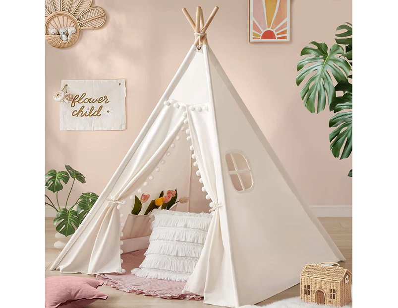 Quality Indoor Canvas Teepee Tent for Kids Tent - Washable Fodable Kids Boho Tent/Play Tent