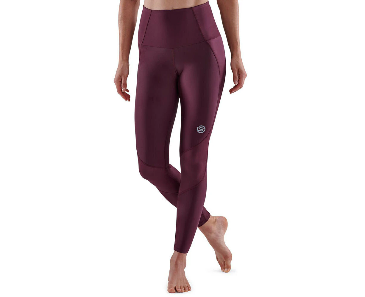 Skins Compression Series 3 Womens Long Skyscraper Tights Activewear/Gym BUR - Burgundy