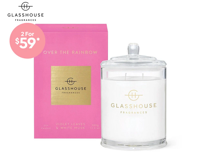 Glasshouse Over The Rainbow Violet Leaves & White Musk Triple Scented Candle 380g