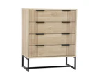 Oikiture 4 Chest of Drawers Storage Cabinet Dresser Table Lowboy Natural