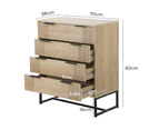 Oikiture 4 Chest of Drawers Storage Cabinet Dresser Table Lowboy Natural