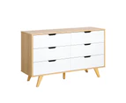 Oikiture 6 Chest of Drawers Lowboy Dresser Storage Cabinet Bedroom Wooden White