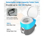 Costway 20L Outdoor Portable Toilet Camping Potty Caravan Travel RV w/Flushing System&Detachable Waste Tank