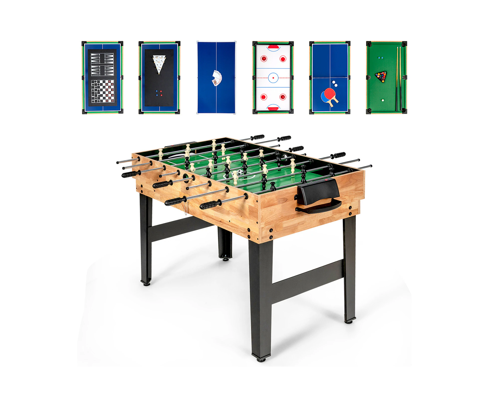 Costway 10-In-1 Game Table Multi Game Table Soccer Foosball Pool Table Tennis Air Hockey Chess Cards