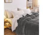 Charcoal Luxor Teddy Bear Fleece 700GSM Winter Super Warm Quilt Comforter