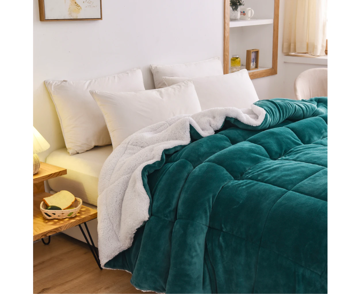 Teal Luxor Teddy Bear Fleece 700GSM Winter Super Warm Quilt Comforter