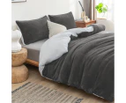 Luxor 2 in 1 Teddy Fleece Sherpa Duvet Cover Set/Blanket Charcoal