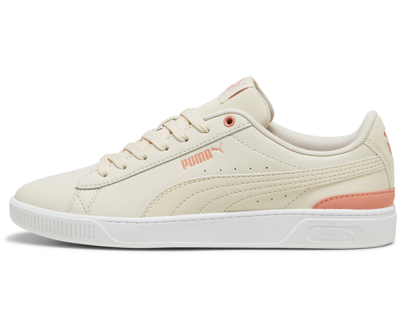 Puma Women's Vikky V3 Leather Sneakers - Alpine Snow/Deeva Peach/Puma White