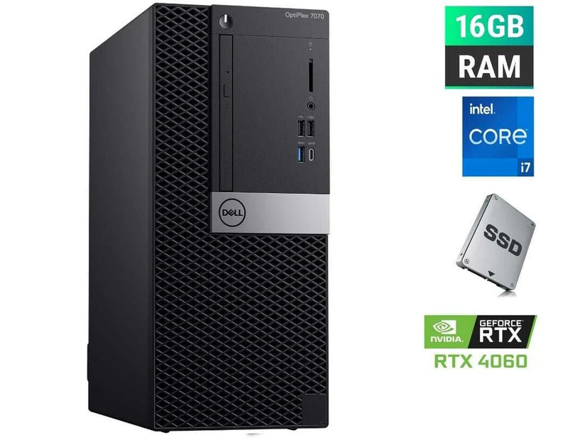 i7 16GB RAM Gaming Office PC Desktop 1TB SSD RTX 4060 8GB WIFI Win 11 - Refurbished Grade A