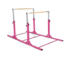 Costway Double Horizontal Bars Parallel Bars Gymnatics Bars w/11-Level Height Pink