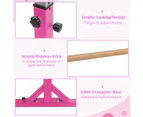 Costway Double Horizontal Bars Parallel Bars Gymnatics Bars w/11-Level Height Pink