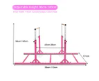 Costway Double Horizontal Bars Parallel Bars Gymnatics Bars w/11-Level Height Pink