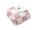 Dreamaker Checkered Plush Heated Throw Pink & Cream 160 x 130cm