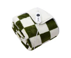 Dreamaker Checkered Plush Heated Throw Olive & Cream 160 x 130cm