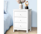 Oikiture Bedside Table 3 Drawers Bedroom Nightstand Storage Cabinet White