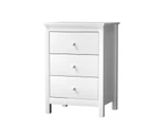 Oikiture Bedside Table 3 Drawers Bedroom Nightstand Storage Cabinet White