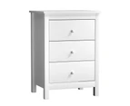 Oikiture Bedside Table 3 Drawers Bedroom Nightstand Storage Cabinet White