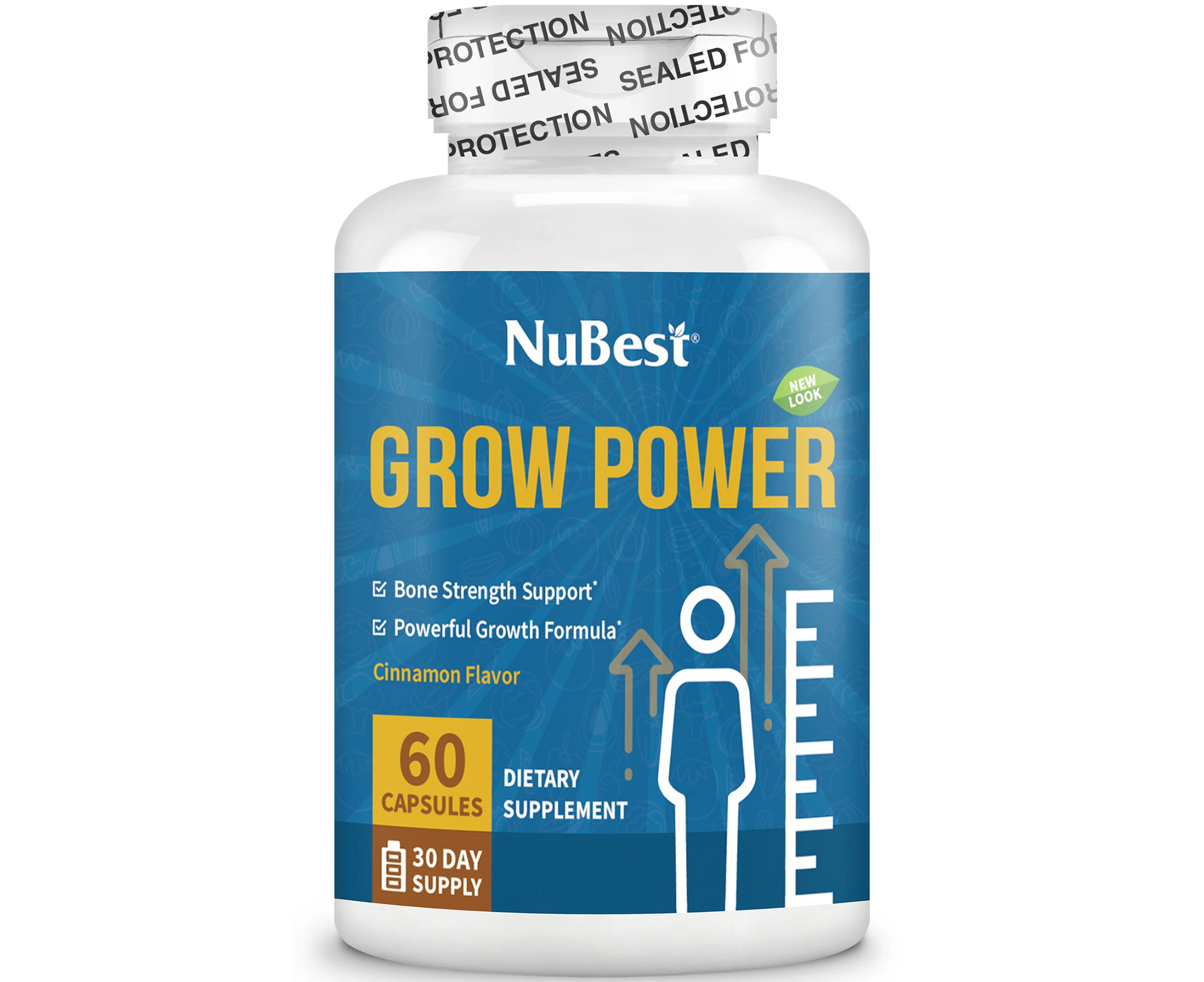 Grow Power, Height Growth Supplement For Ages 10+, Vegan DHA, 60 Capsules