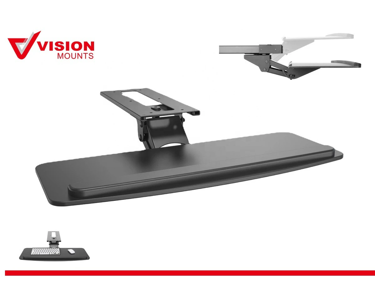 Vision Mounts VM-KB01 Underdesk Keyboard Tray Drawer Under Desk Computer Table Office Adjustable Shelf