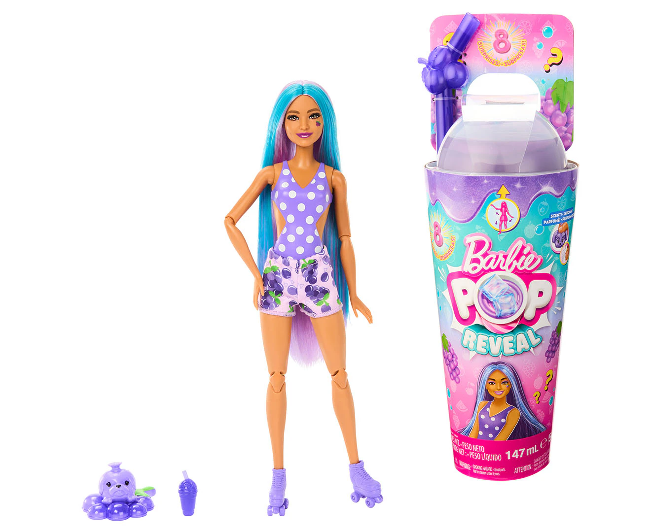 Barbie Pop Reveal Fruit Series Doll - Grape Fizz