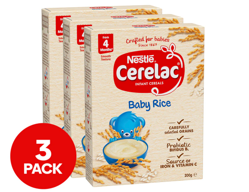 3 x Nestlé Cerelac Baby Rice Infant Cereal 200g