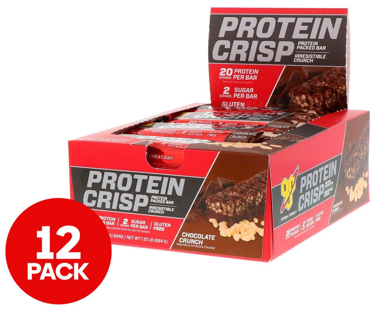 12 x BSN Protein Crisp Bars Chocolate Crunch 57g