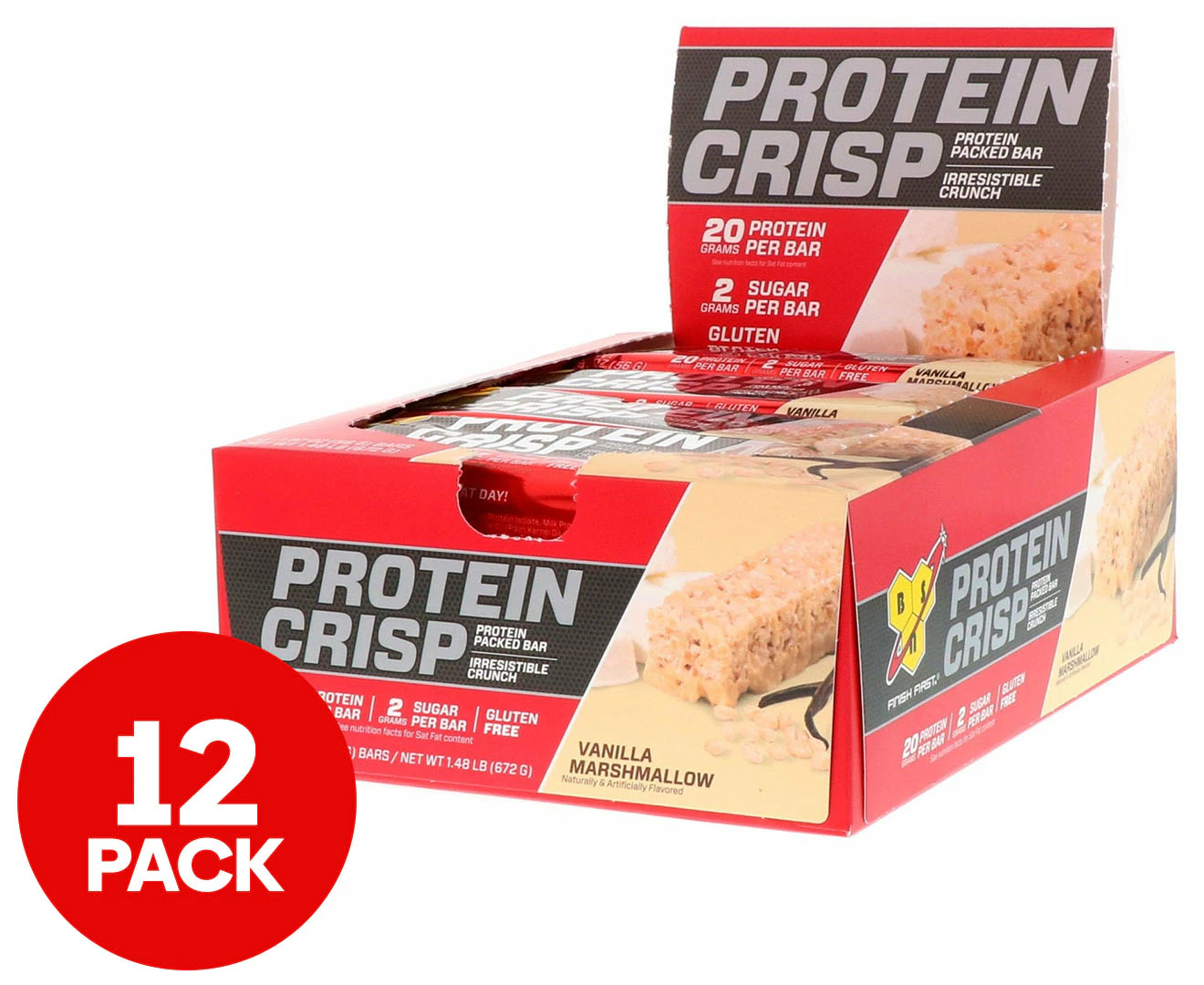 12 x BSN Protein Crisp Bars Vanilla Marshmallow 56g