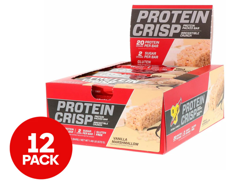 12 x BSN Protein Crisp Bars Vanilla Marshmallow 56g