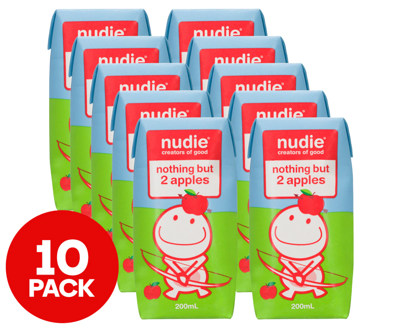 10 x Nudie Nothing But 2 Apples Juice 200mL