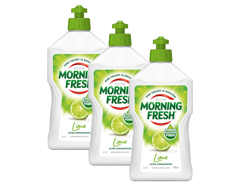 3 x 400mL Morning Fresh Ultra Concentrate Dishwashing Liquid Lime