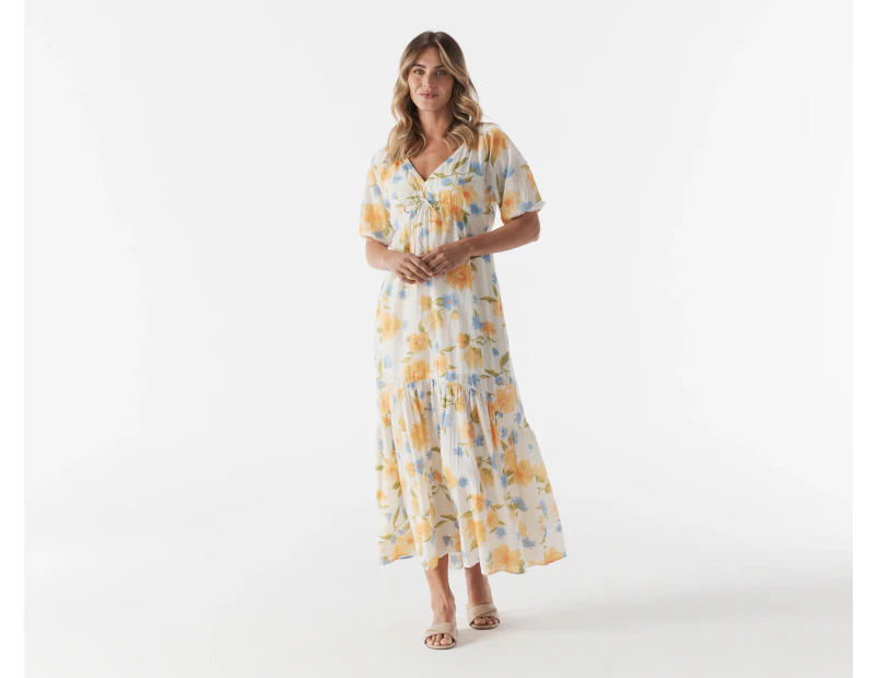 Billabong Women's Lost In Love Floral Maxi Dress - Salt Crystal