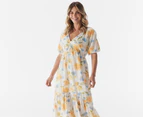 Billabong Women's Lost In Love Floral Maxi Dress - Salt Crystal