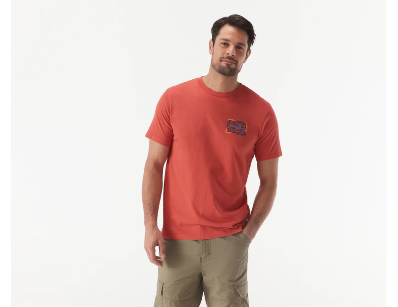 Billabong Men's Crayon Wave Short Sleeve Tee / T-Shirt / Tshirt - Coral