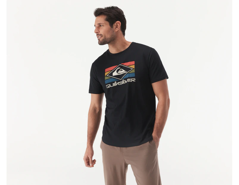 Quiksilver Men's Rainbow Short Sleeve Tee / T-Shirt / Tshirt - Black