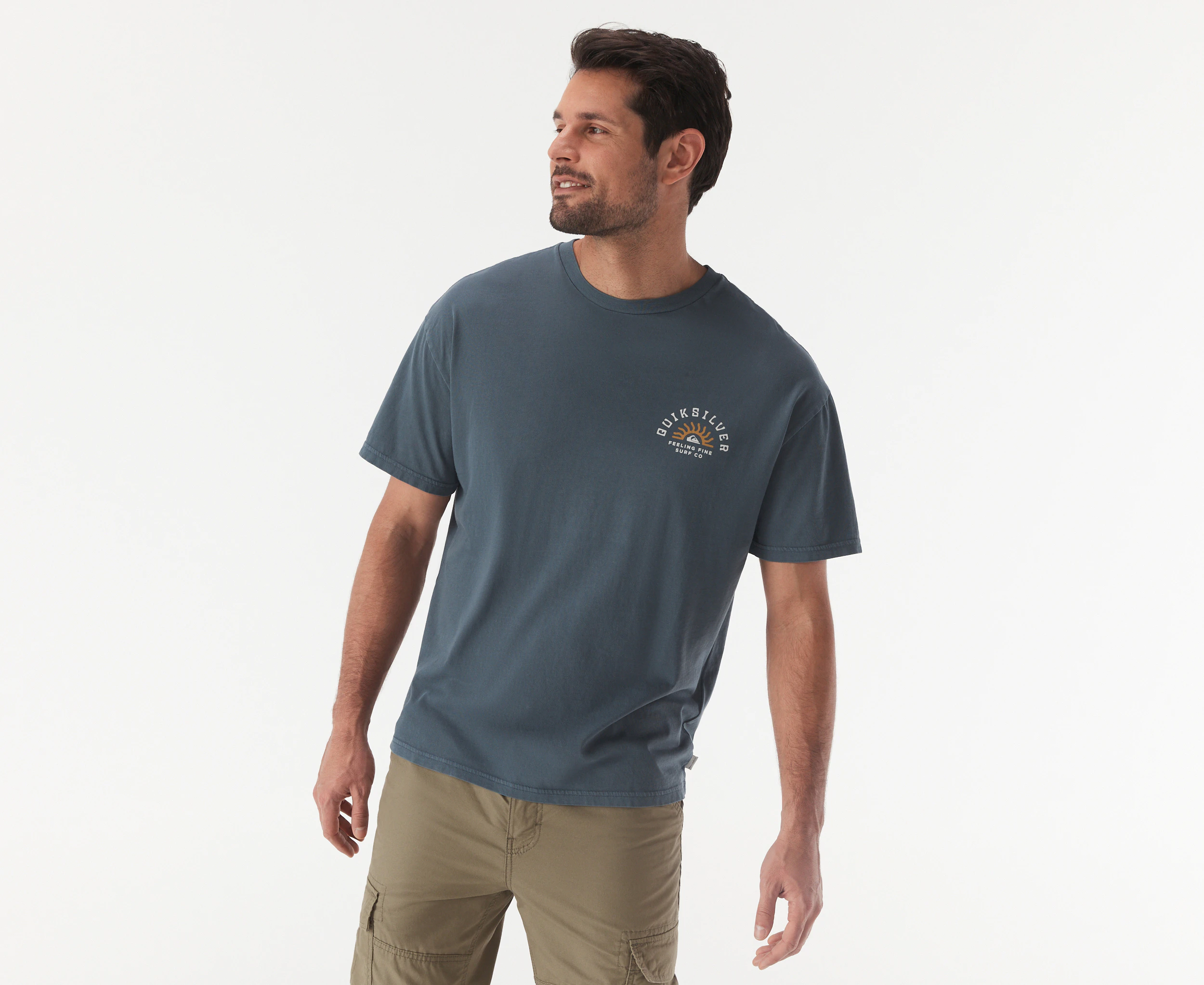 Quiksilver Men's State of Mind Short Sleeve Tee / T-Shirt / Tshirt - Dark Slate