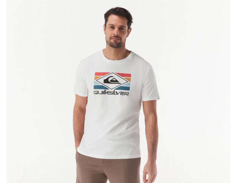 Quiksilver Men's Rainbow Short Sleeve Tee / T-Shirt / Tshirt - White