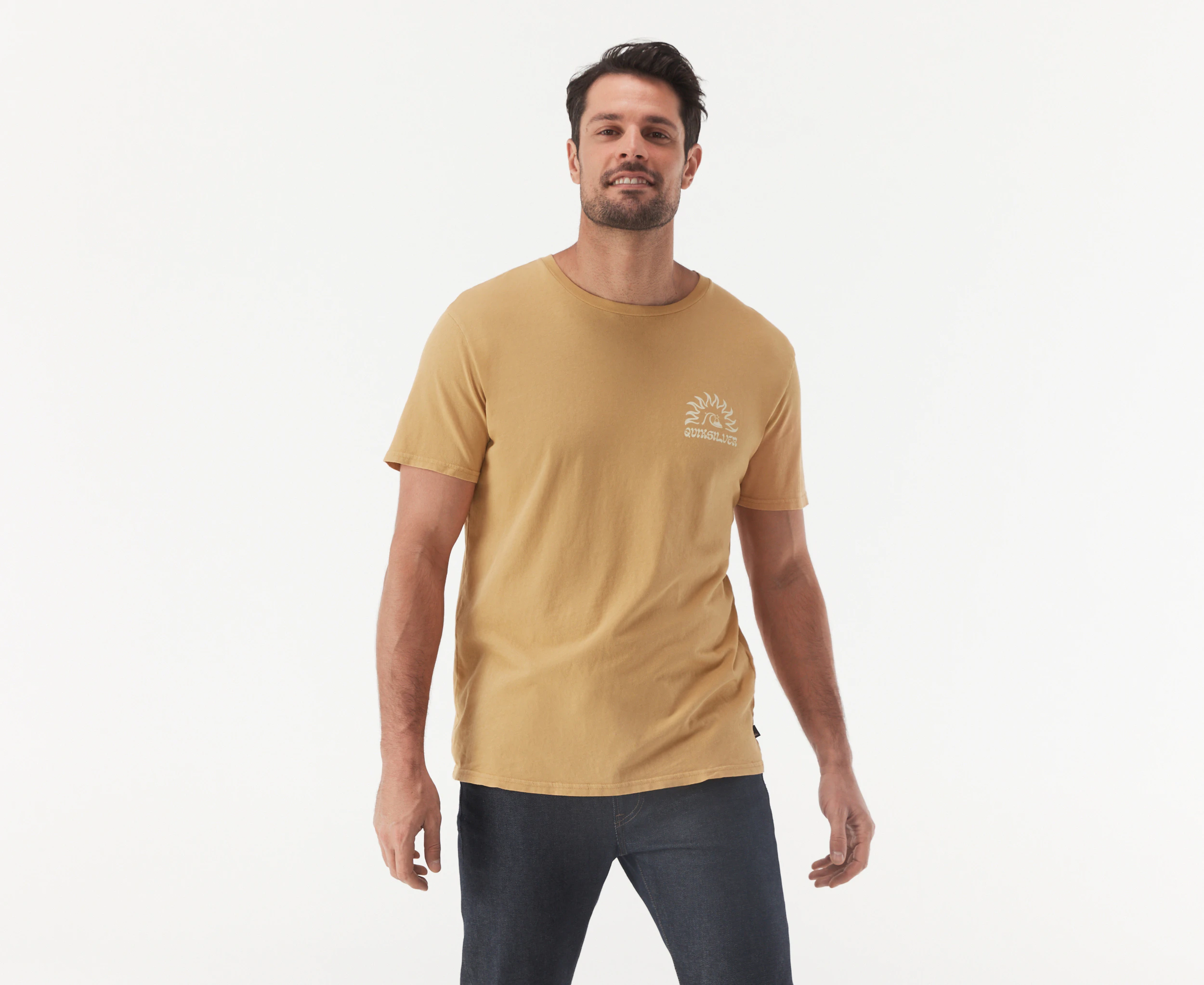 Quiksilver Men's Earthy Type Short Sleeve Tee / T-Shirt / Tshirt - Mustard