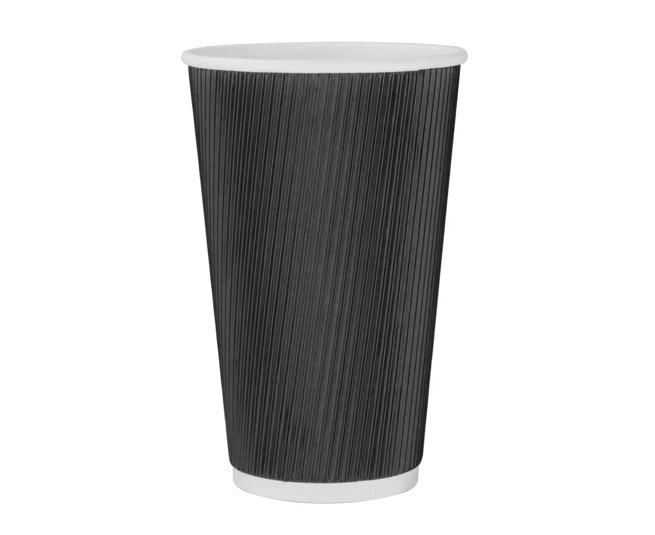 Fiesta Takeaway Coffee Cups Ripple Wall Kraft Black 450ml (Pack of 25)