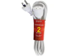 DOSS EXL2M  2M Power Extension Lead White   Pvc Ordinary Duty Cable With Fully Moulded 3 Pin Plug and Socket  2M POWER EXTENSION LEAD WHITE